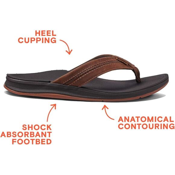 NWT Reef Men\'s Leather Ortho-Coast Arch Support Sandals Brown - 8 Medium main image 4